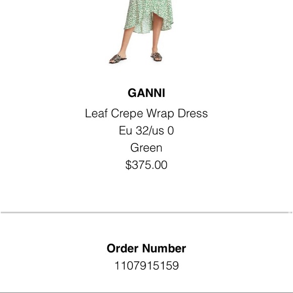 Ganni green leaf crepe wrap dress - Picture 11 of 11